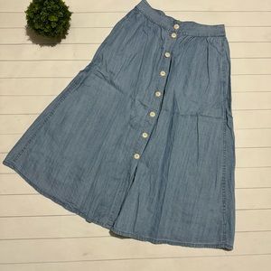 Madewell Light Wash Chambray Denim Button Front Modi Skirt Women’s Size 4